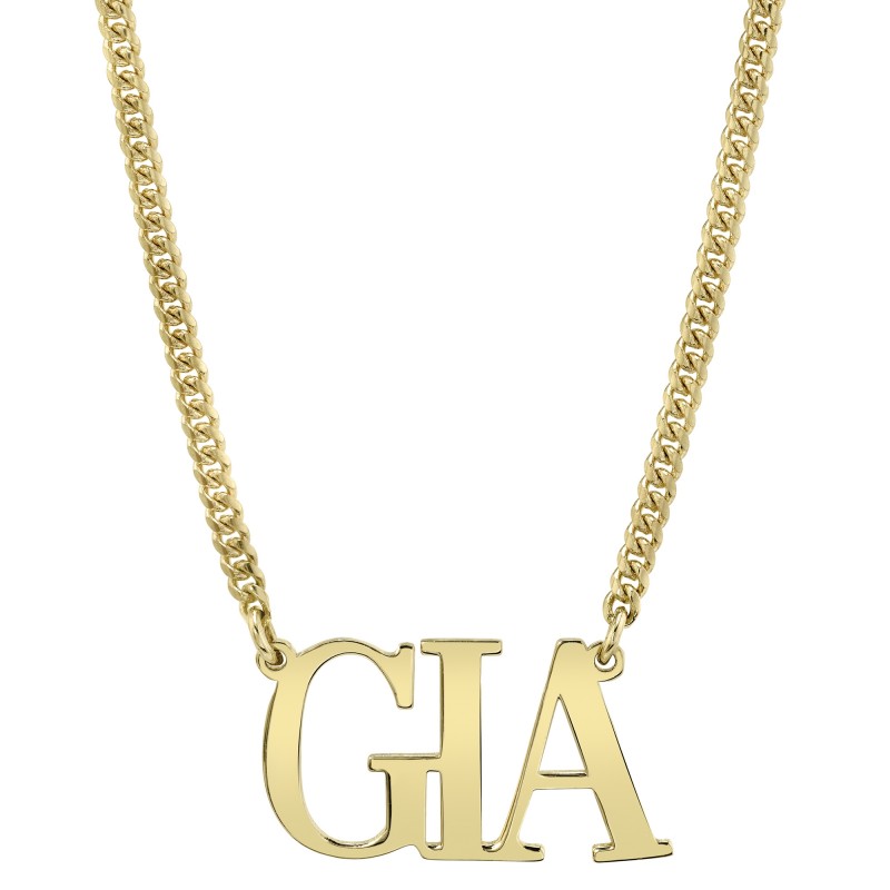 14k Yellow Gold Mini Cuban Link Personalized Large Nameplate Necklace