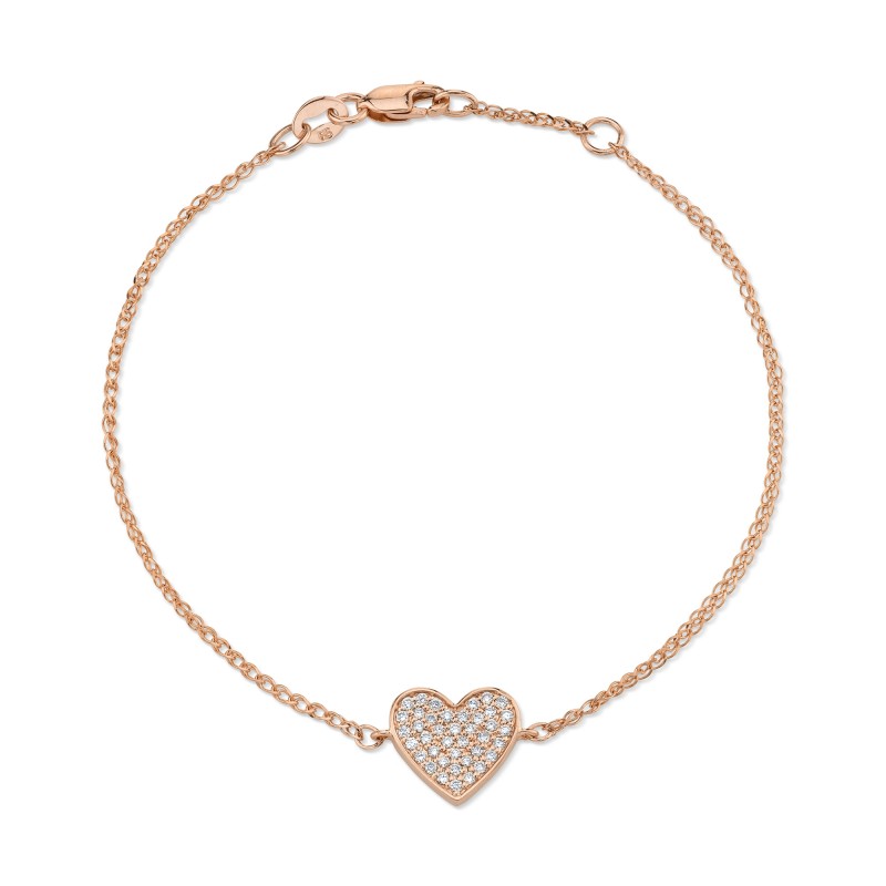 14k Rose Gold Diamond Floating Heart Bracelet