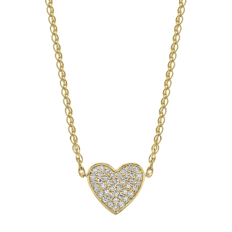 Kids' 14k Yellow Gold Diamond Floating Heart Necklace