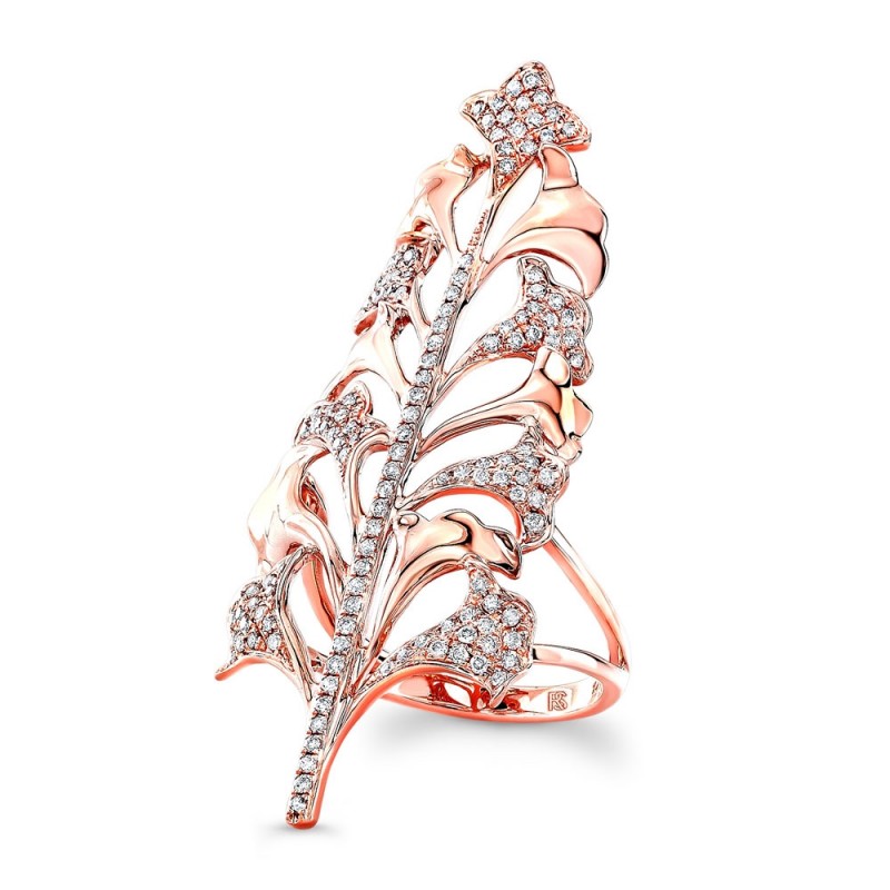 14K Rose Gold Diamond Tree Ring