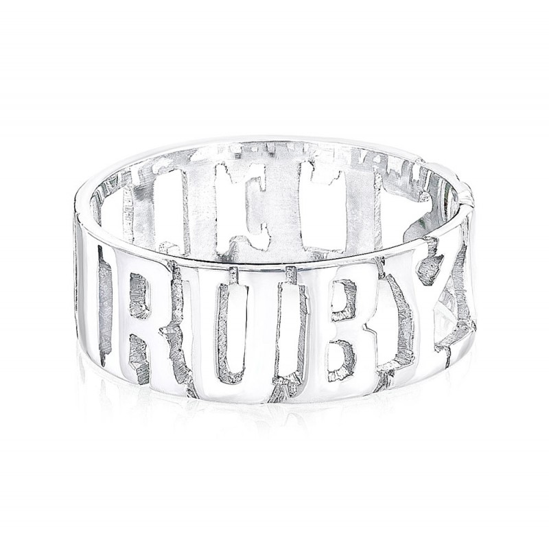 14k White Gold Personalized Name Ring 