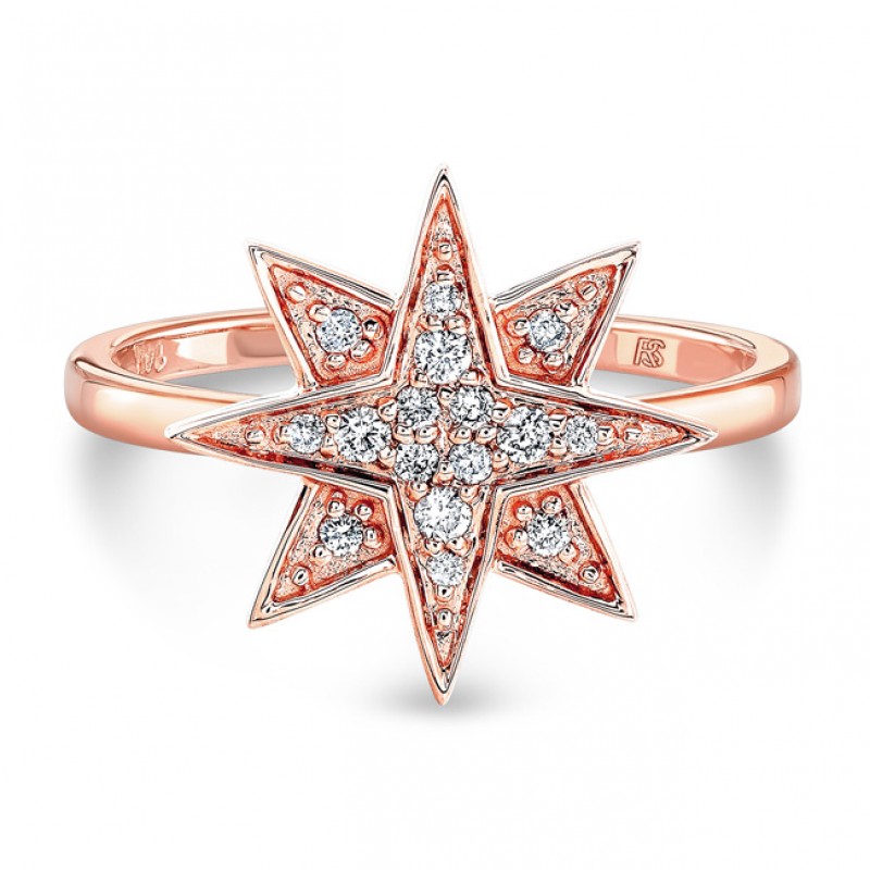 14k Rose Gold Diamond Starburst Ring