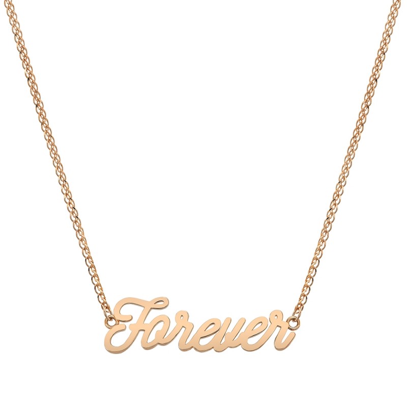 14k Rose Gold Script Mini Forever Necklace