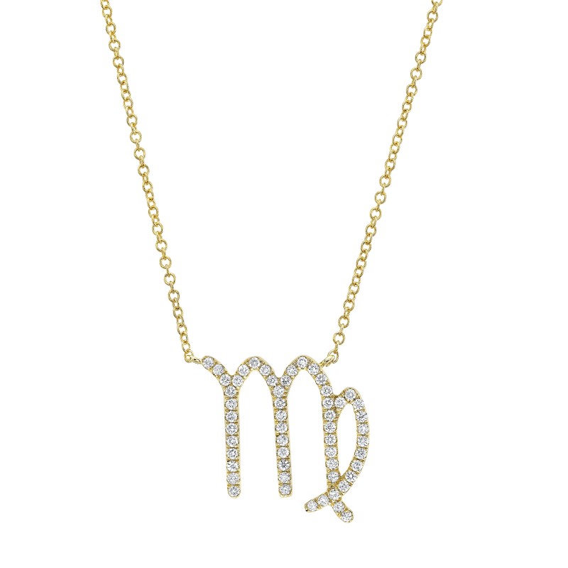 14k Yellow Gold Diamond Zodiac Necklace