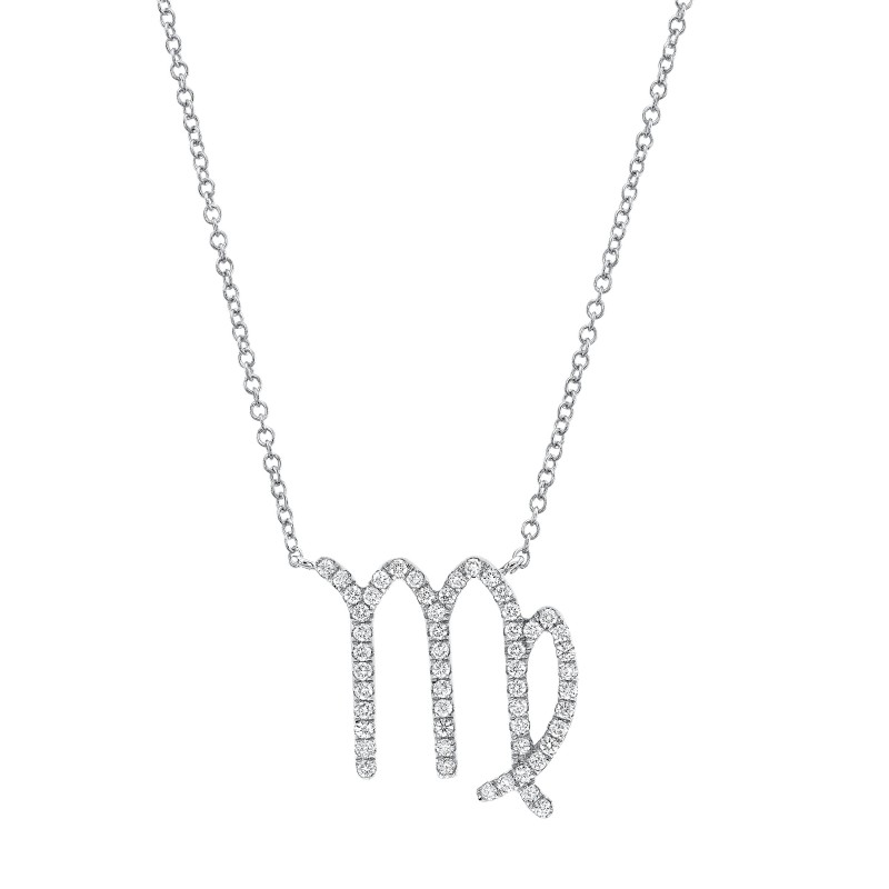 14k White Gold Diamond Zodiac Necklace