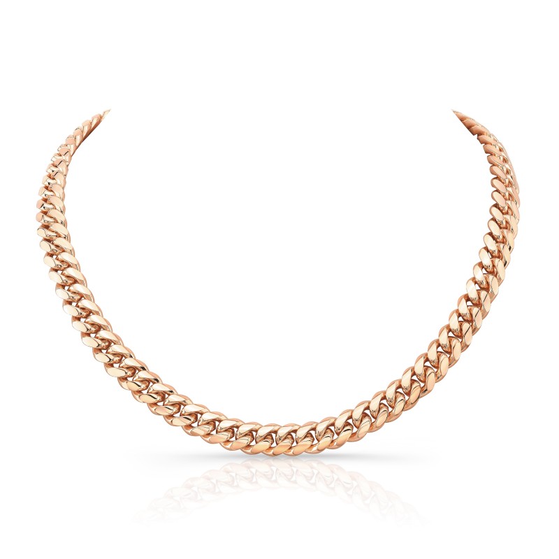 14k Rose Gold Solid Miami Cuban Link Necklace