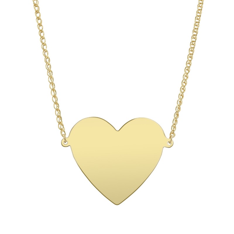 14k Yellow Gold Jumbo Floating Heart Necklace