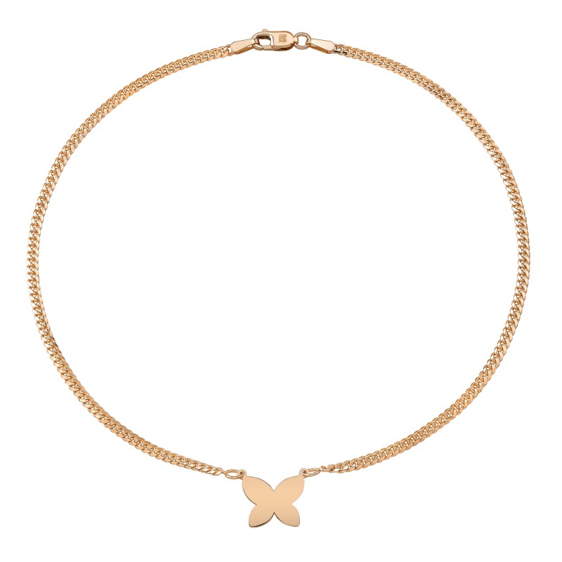 14k Rose Gold Floating Butterfly Mini Miami Cuban Link Anklet