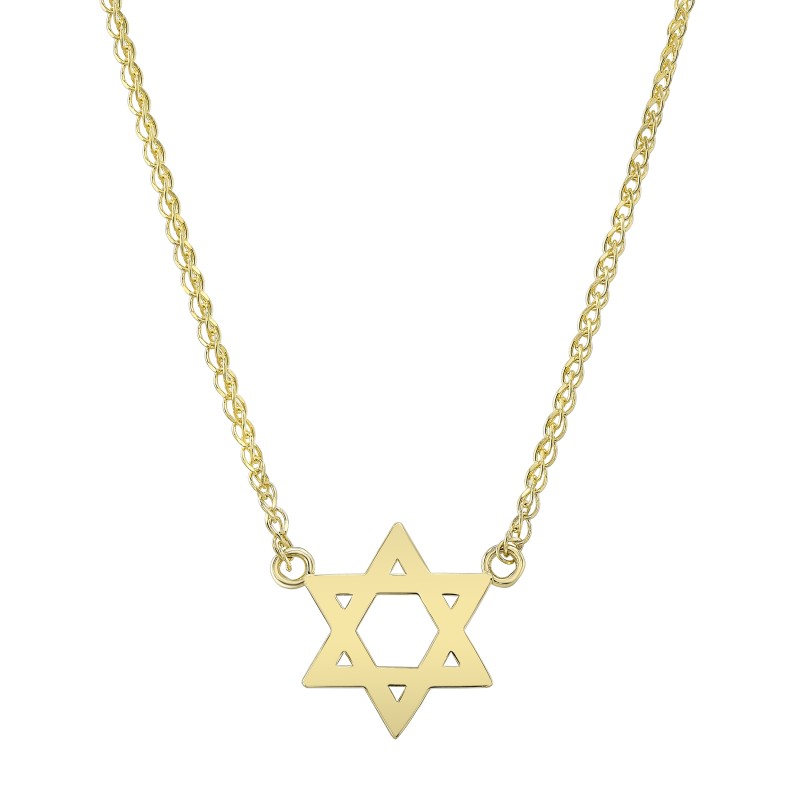 Kids' 14k Yellow Gold Floating Star of David Necklace 