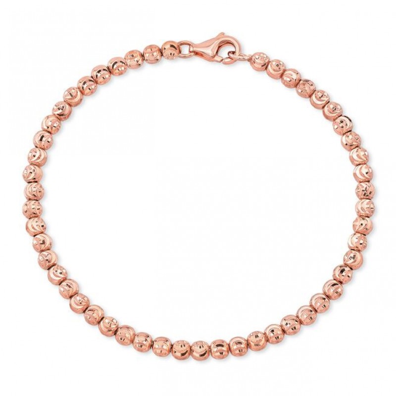 14k Rose Gold Diamond Cut Bead Bracelet