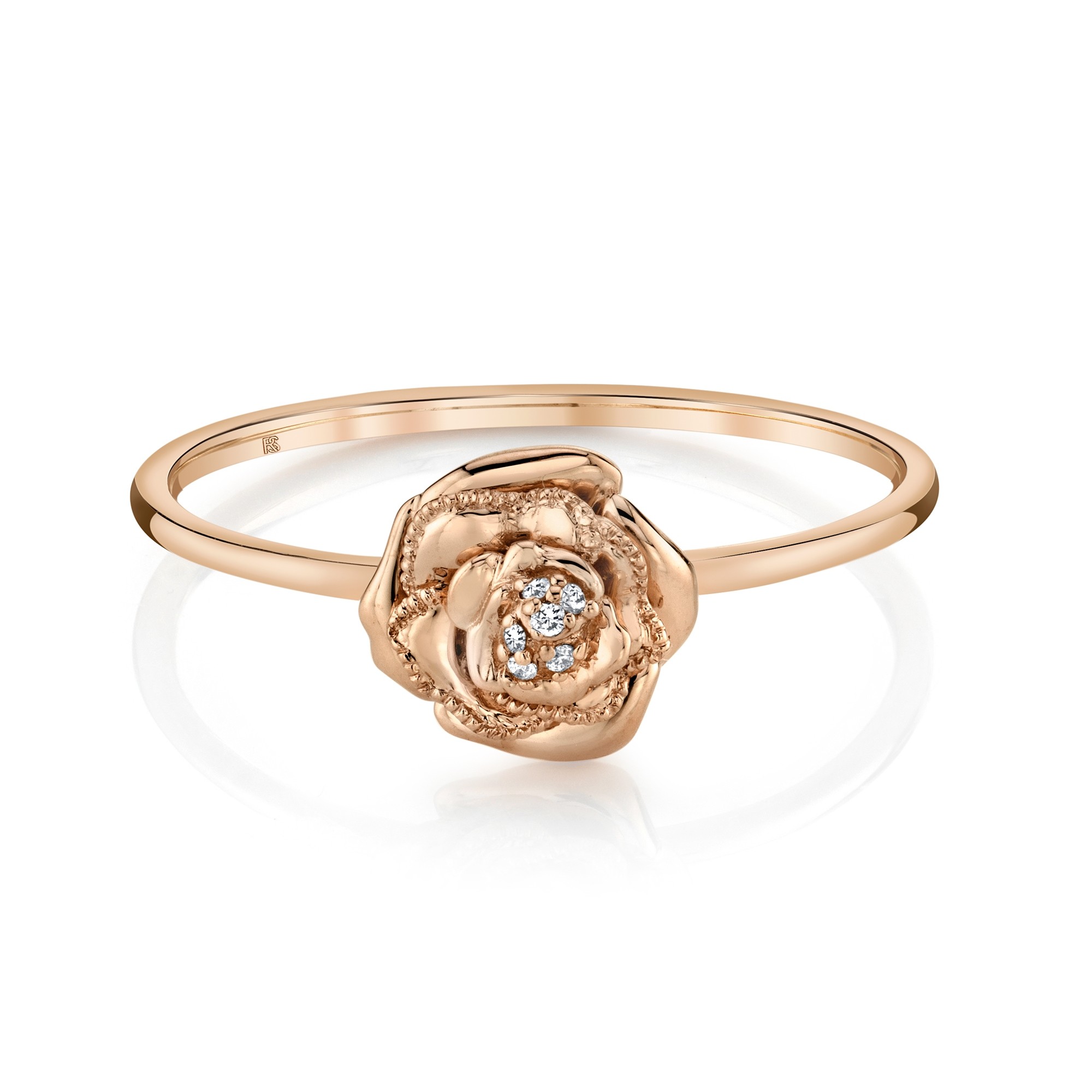 14k Rose Gold Diamond Rose Ring