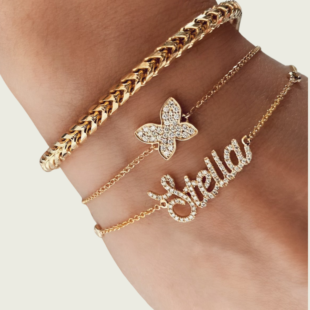 Butterfly With Initials Bracelet 4 Grams - Personalised Kids Gold Jewellery  - Doodles by Purvi
