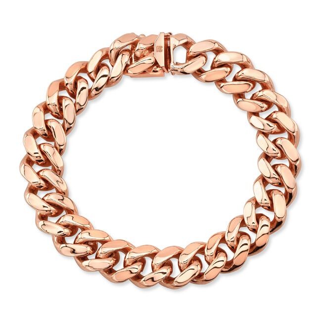 14k Rose Solid Gold Cuban Link Bracelet