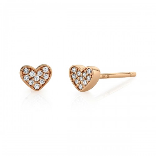 14k Rose Gold Diamond Mini Heart Earrings